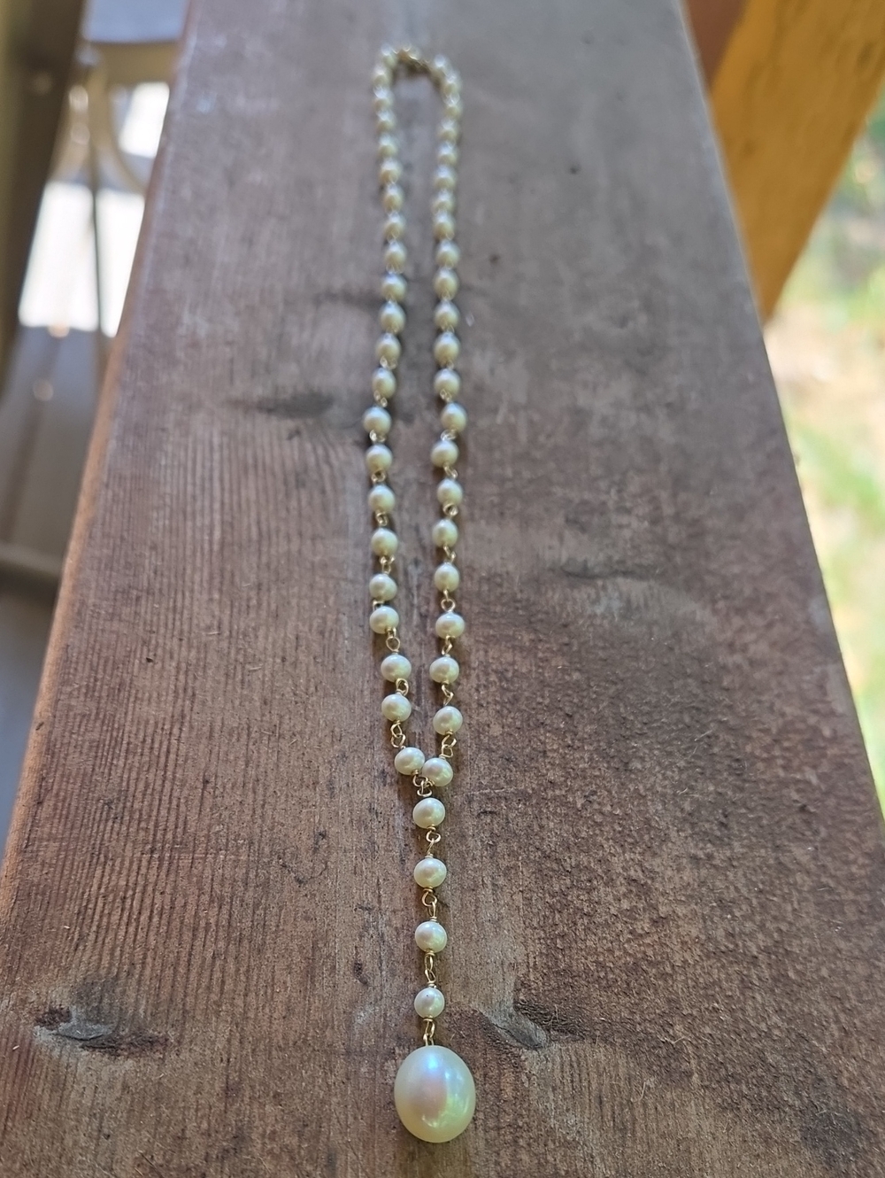 Cultured Pearl Lariat Y-Drop Station Necklace 14k Gold